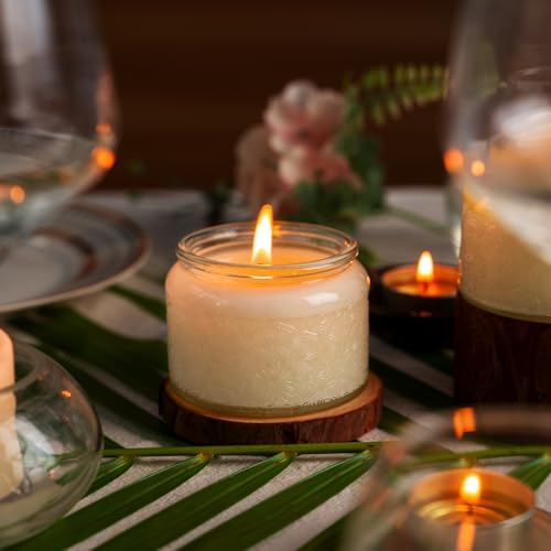 18-Pack 4oz Embossed Glass Candle Jars with Bamboo Lids and Labels