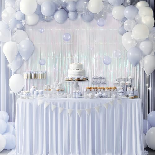 2 Pack White Iridescent Streamers Backdrop