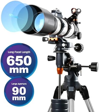 AOMEKIE 650mm Refractor Telescope with EQ Mount and Accessories