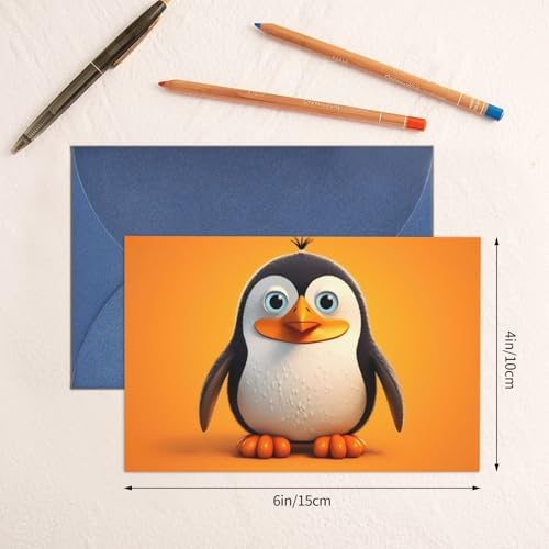 Blue Penguin Print Greeting Card 6x4 with Envelope