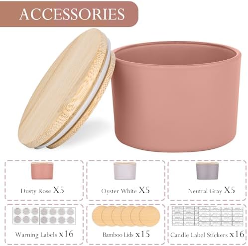 CONNOO 15 Pack 4oz Glass Candle Jars with Airtight Bamboo Lids