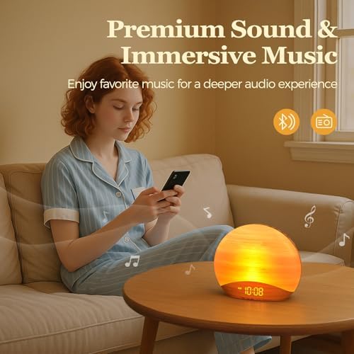 REACHER Sunrise Alarm Clock with Bluetooth and FM Radio