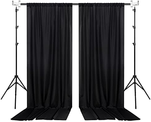 Black Backdrop Curtain 2 Panels 5ft x 10ft Rod Pocket