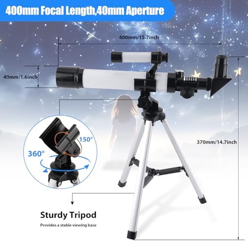 Kids Astronomy Telescope 40mm Refractor with Finder Scope and Tripod