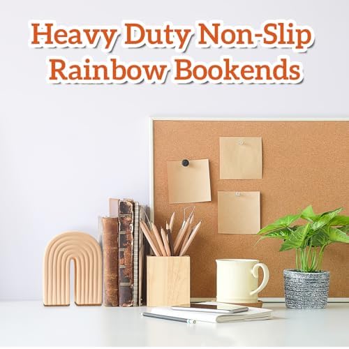 Harloon 2 Pcs Concrete Bookends Rainbow Arch Design