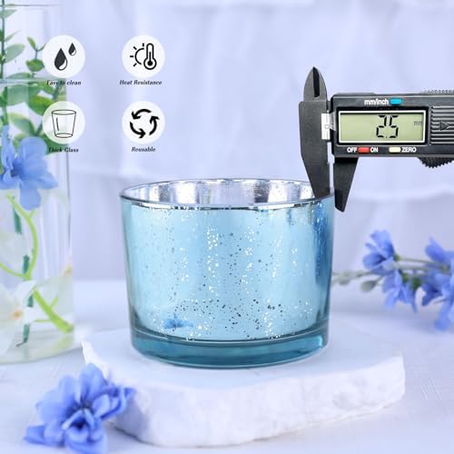 Simeitol 6pc 16oz Blue Candle Jars with Lids