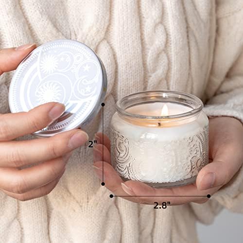 18-Pack 4oz Embossed Glass Candle Jars with Lids and Labels