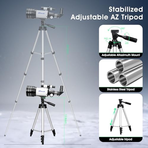 Kids Beginner Telescope with 70mm Aperture and 300mm Focal Length
