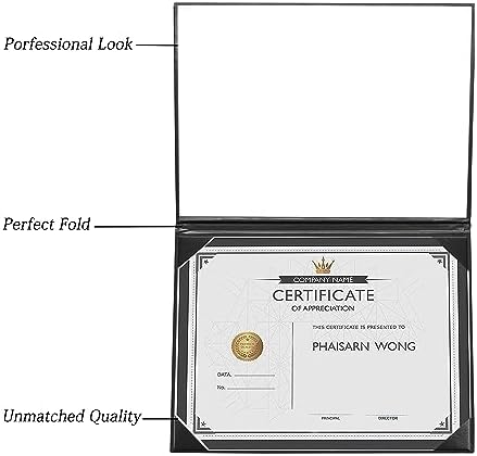 Diploma Cover 85x11 Black Leather Holder
