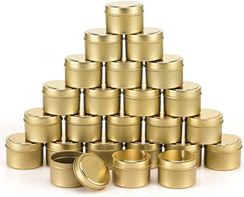 SONVIIBOX 24 Pcs Gold Candle Tins 4oz DIY Kit