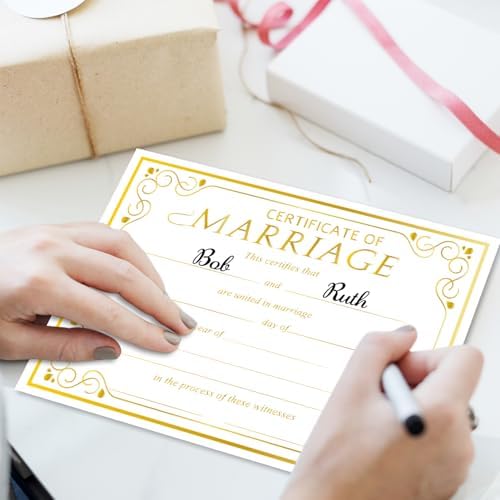 Gold Marriage Certificate Paper for Wedding Ceremony