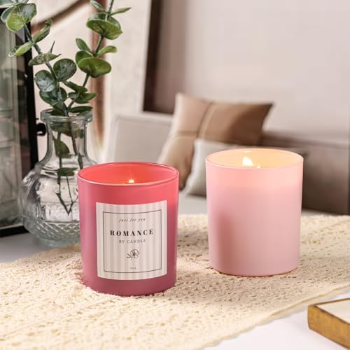 12Pcs Assorted Pink Candle Jars with Labels and Bamboo Lids
