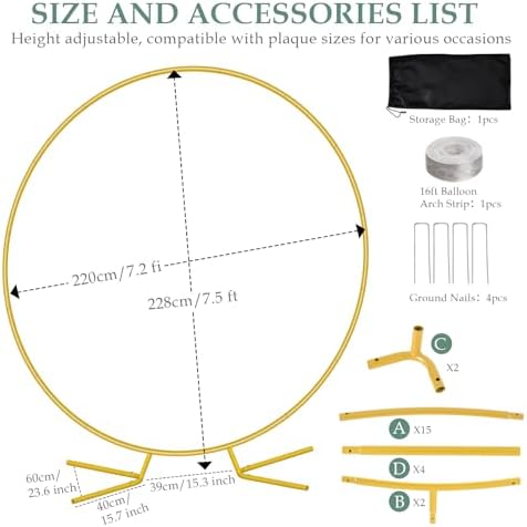 WellSign 72FT Gold Metal Balloon Arch Stand Kit