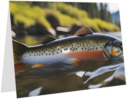 Gray Pearlescent Holiday Cards 4x6 Inch Brook Trout Fly Fishing Print