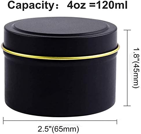 SONVIIBOX 24 Piece Black Candle Tins 4oz