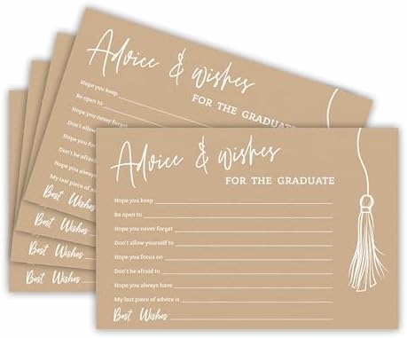 30 Pcs Graduation Advice Cards Set - Minimalist Brown Tassel Design