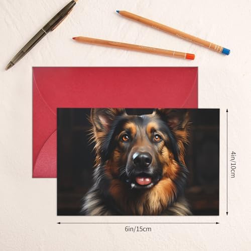Red Pearlescent Holiday Cards 4x6 German Shepherd Design