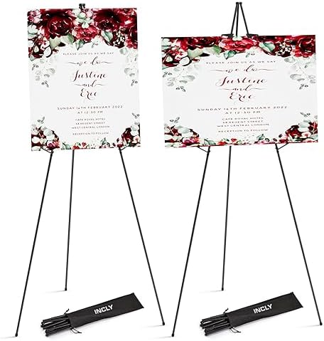 INCLY 2 Pack Black Folding Easels 63 Inch Display Stand