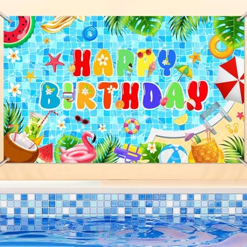 AIBIIN Pool Birthday Backdrop 708 x 433 Inch