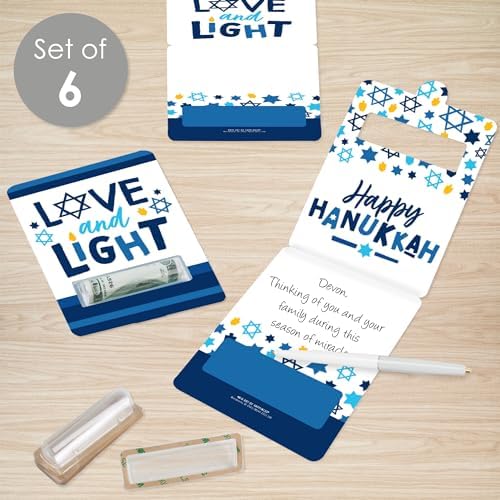 Big Dot of Happiness Hanukkah Menorah Money Holder Gift Set of 6