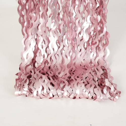 4 Pack Pink Wavy Tinsel Curtain Backdrop