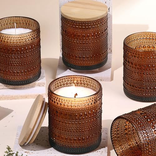 14oz Amber Glass Candle Jars 6 Pack for Candle Making