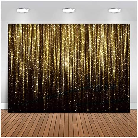 Black Gold Photo Backdrop for Birthday Parties 7x5ft