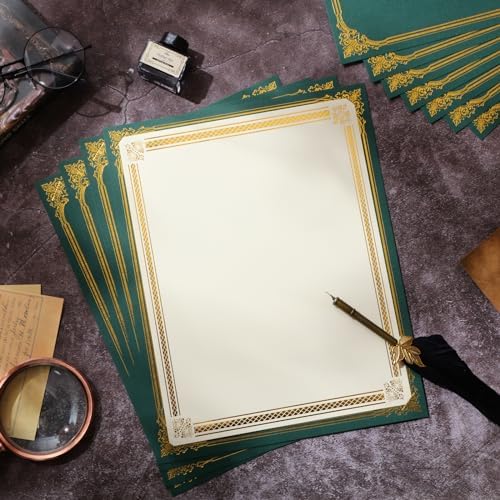 Kosiz 50 Pcs Single Sided Certificate Holders with Gold Foil Border