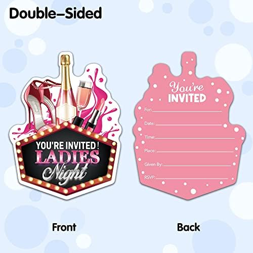 RZHV 15 Pack Pink High Heels Party Invitation Cards with Envelopes