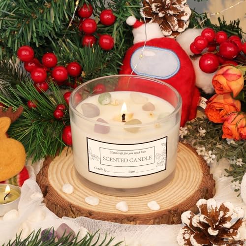 CONNOO 8 Pack 12 OZ Clear Glass Candle Jars with Airtight Bamboo Lids