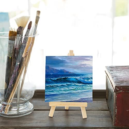 Tosnail 24 Pack 4x4 Mini Canvas and Easel Set