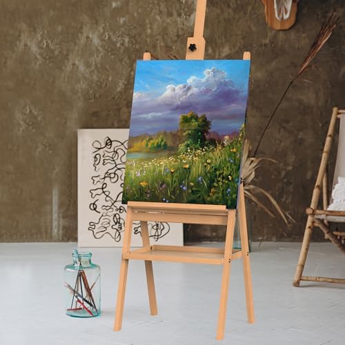 Solid Beech Wood Floor Easel with Storage Plate