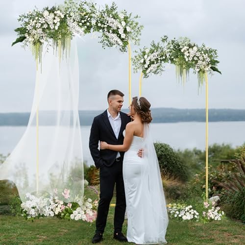 Set of 2 Gold Metal Wedding Arch Backdrop Stands
