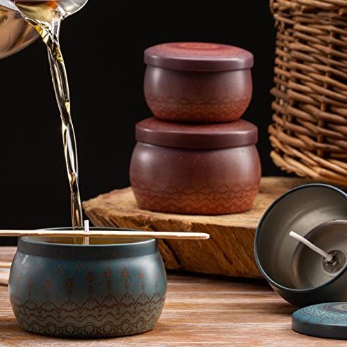 Domivirgo Candle Tins with Lid 16pcs 8 Designs