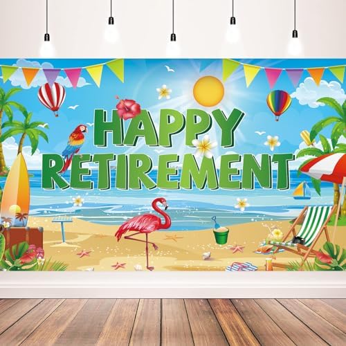 Retirement Party Decorations Summer Hawaiian Beach Photo Backdrop Banner