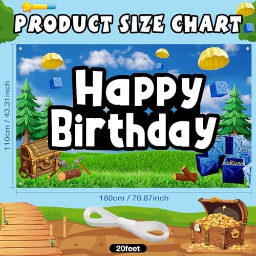 Happy Birthday Game Party Backdrop Banner