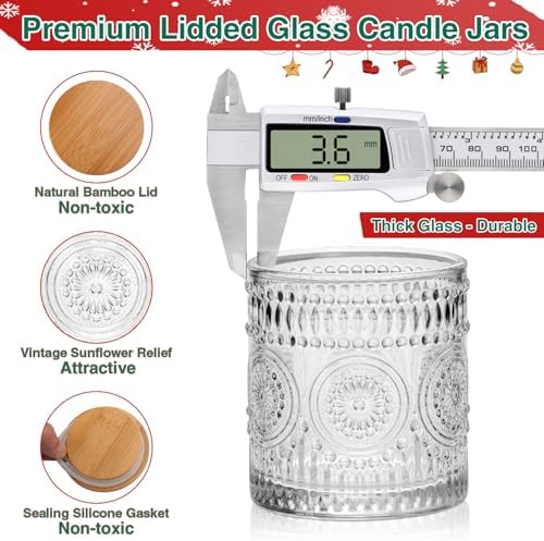 Christmas Candle Jars With Lids 12-Pack Reusable Containers