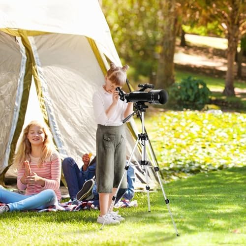 Cowiewie Telescope with Kellner Eyepieces Refractor Telescope with Aluminum Tripod and Backpack