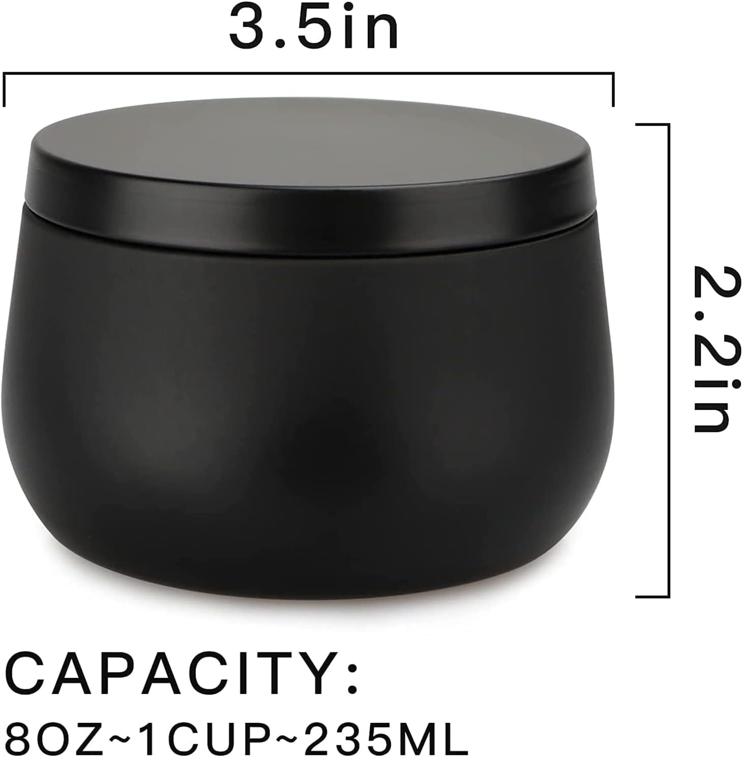 8oz Candle Tins 24 Pieces with Lids Black and Gold