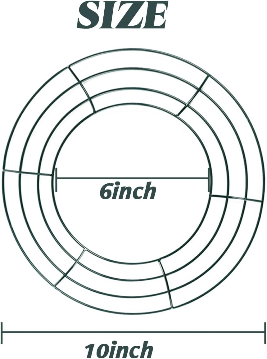 TIHOOD 10PCS 10 Inch Metal Wreath Frame Green