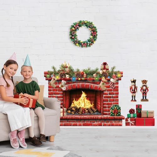 Christmas Fireplace Bulletin Board Decor Set 415x34 Inch