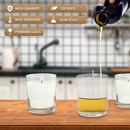 CONNOO 15 Pack 7 Oz Clear Candle Jars with Bamboo Lids