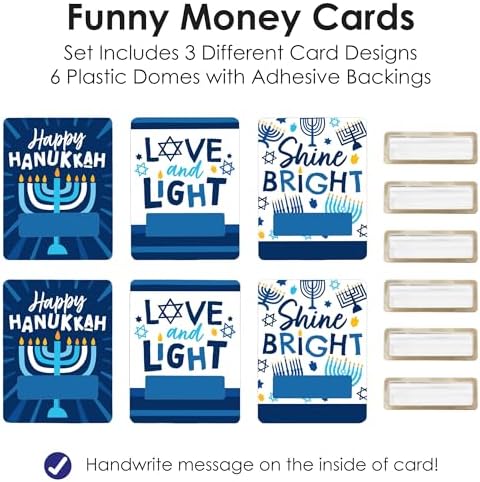 Big Dot of Happiness Hanukkah Menorah Money Holder Gift Set of 6