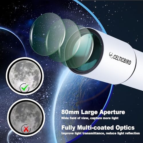 80mm Aperture Refractor Telescope with AZ Mount and Phone Adapter