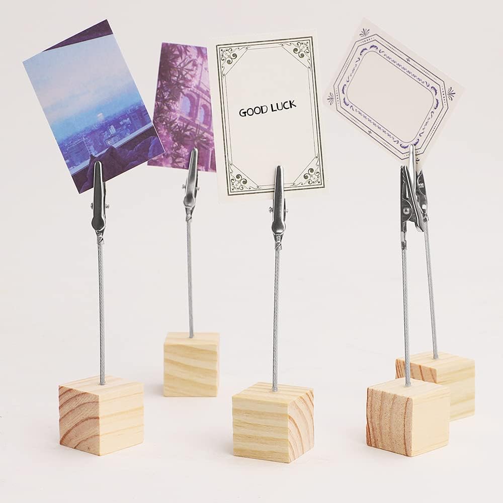 10 Pcs Wooden Memo Clip Holder with Alligator Clip