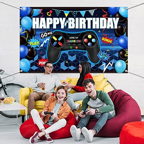 Blulu Gaming Birthday Backdrop for Party Decorations