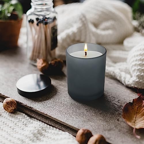 Showin Thick Candle Jars 16 Pcs with Wood Lids Frosted Gray