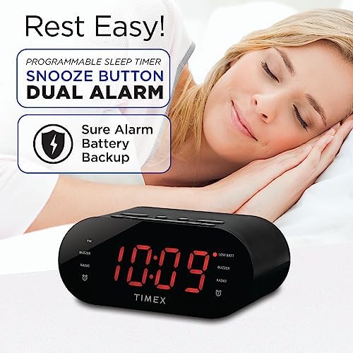 Timex T231G Dual Alarm Clock Radio with Display and Line-in Jack 1