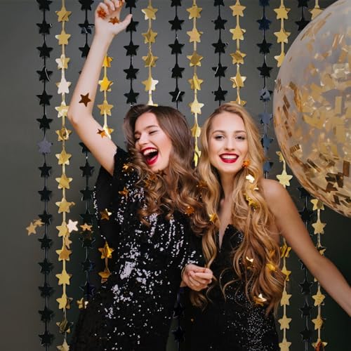 Black and Gold Star Birthday Decorations 2 Pack