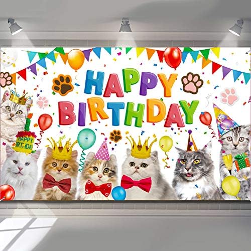 Tatuo Cat Birthday Backdrop Party Photo Decor